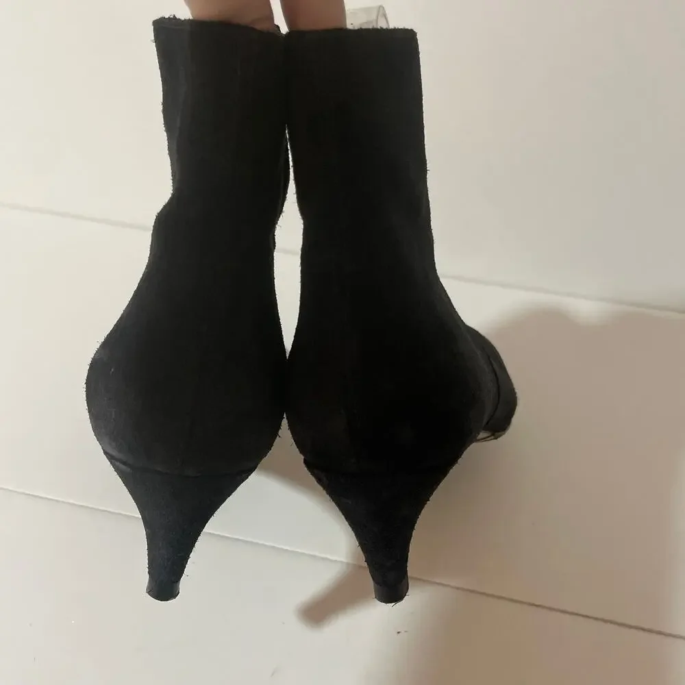 Isabel Marant Derst Black Suede Ankle Boots Booties Kitten Heel Leather sz 37 - Picture 12 of 15